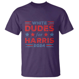 White Dudes For Harris T Shirt American Flag Star 2024 TS11 Purple Print Your Wear