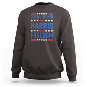 Old White Men For Harris And Freedom Sweatshirt American Flag Star Presidential Election 2024 TS11 Dark Chocolate Print Your Wear