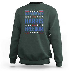 Old White Men For Harris And Freedom Sweatshirt American Flag Star Presidential Election 2024 TS11 Dark Forest Green Print Your Wear