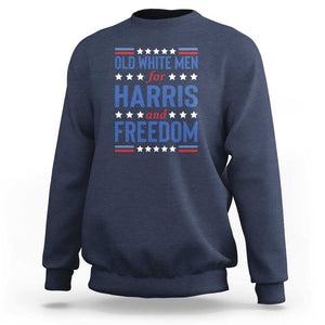 Old White Men For Harris And Freedom Sweatshirt American Flag Star Presidential Election 2024 TS11 Navy Print Your Wear