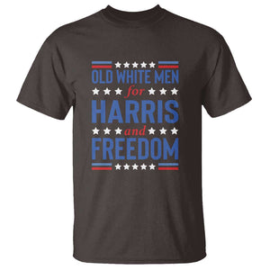 Old White Men For Harris And Freedom T Shirt American Flag Star Presidential Election 2024 TS11 Dark Chocolate Print Your Wear