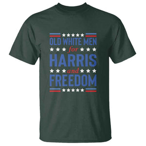 Old White Men For Harris And Freedom T Shirt American Flag Star Presidential Election 2024 TS11 Dark Forest Green Print Your Wear