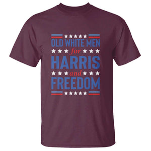 Old White Men For Harris And Freedom T Shirt American Flag Star Presidential Election 2024 TS11 Maroon Print Your Wear