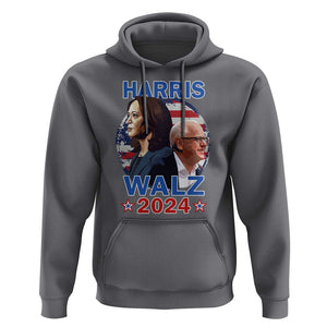 Harris Walz 2024 Hoodie Presidential Election Star USA Flag TS11 Charcoal Print Your Wear