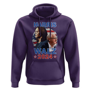 Harris Walz 2024 Hoodie Presidential Election Star USA Flag TS11 Purple Print Your Wear