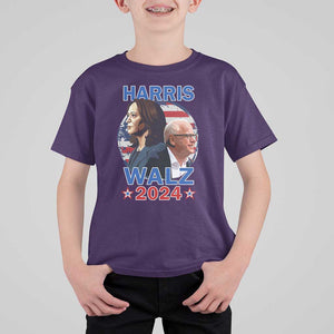 Harris Walz 2024 T Shirt For Kid Presidential Election Star USA Flag TS11 Purple Print Your Wear