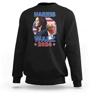 Harris Walz 2024 Sweatshirt Presidential Election Star USA Flag TS11 Black Print Your Wear