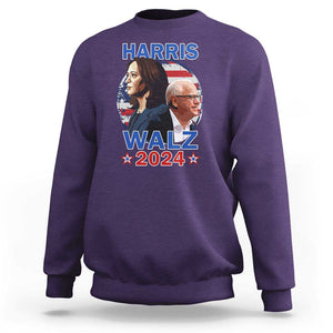 Harris Walz 2024 Sweatshirt Presidential Election Star USA Flag TS11 Purple Print Your Wear