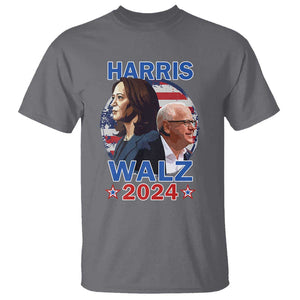 Harris Walz 2024 T Shirt Presidential Election Star USA Flag TS11 Charcoal Print Your Wear