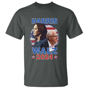 Harris Walz 2024 T Shirt Presidential Election Star USA Flag TS11 Dark Heather Print Your Wear