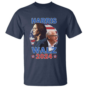 Harris Walz 2024 T Shirt Presidential Election Star USA Flag TS11 Navy Print Your Wear