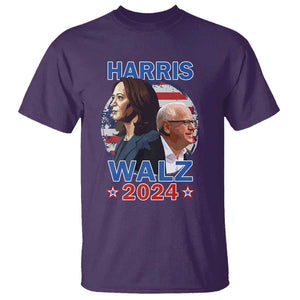 Harris Walz 2024 T Shirt Presidential Election Star USA Flag TS11 Purple Print Your Wear