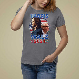 Harris Walz 2024 T Shirt For Women Presidential Election Star USA Flag TS11 Charcoal Print Your Wear