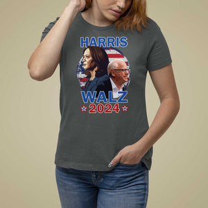 Harris Walz 2024 T Shirt For Women Presidential Election Star USA Flag TS11 Dark Heather Print Your Wear