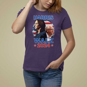 Harris Walz 2024 T Shirt For Women Presidential Election Star USA Flag TS11 Purple Print Your Wear