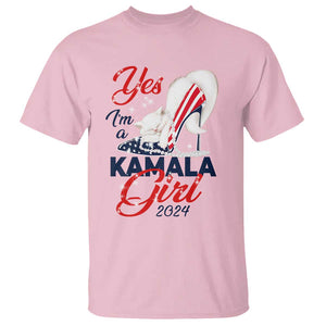 Yes I'm A Kamala Girl 2024 T Shirt High Heel Stilettos Cat Pearls American Flag TS11 Light Pink Print Your Wear