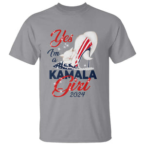 Yes I'm A Kamala Girl 2024 T Shirt High Heel Stilettos Cat Pearls American Flag TS11 Sport Gray Print Your Wear