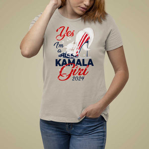 Yes I'm A Kamala Girl 2024 T Shirt For Women High Heel Stilettos Cat Pearls American Flag TS11 Sand Print Your Wear