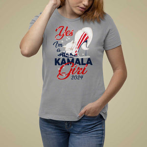 Yes I'm A Kamala Girl 2024 T Shirt For Women High Heel Stilettos Cat Pearls American Flag TS11 Sport Gray Print Your Wear