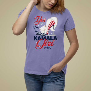 Yes I'm A Kamala Girl 2024 T Shirt For Women High Heel Stilettos Cat Pearls American Flag TS11 Violet Print Your Wear