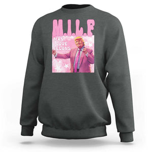 Funny Trump Supporter Sweatshirt MILF Man I Love Felons Pink Dancing Trump TS11 Dark Heather Print Your Wear