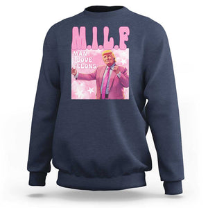 Funny Trump Supporter Sweatshirt MILF Man I Love Felons Pink Dancing Trump TS11 Navy Print Your Wear