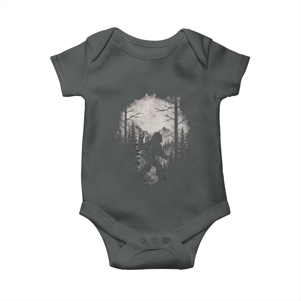 Funny Bigfoot Hiking Night Stroll Mountain Forest Baby Onesie TS11 Dark Heather Print Your Wear