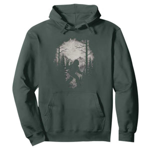 Funny Bigfoot Hiking Night Stroll Mountain Forest Hoodie TS11 Dark Forest Green Print Your Wear