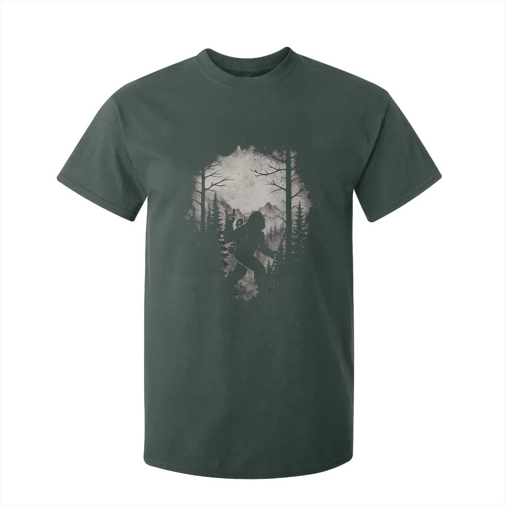 Funny Bigfoot Hiking Night Stroll Mountain Forest T Shirt For Kid TS11 Dark Forest Green Print Your Wear