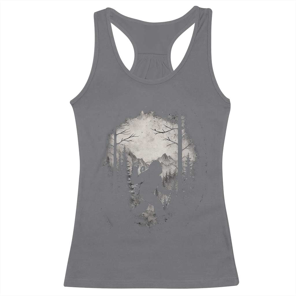Funny Bigfoot Hiking Night Stroll Mountain Forest Racerback Tank Top TS11 Charcoal Print Your Wear
