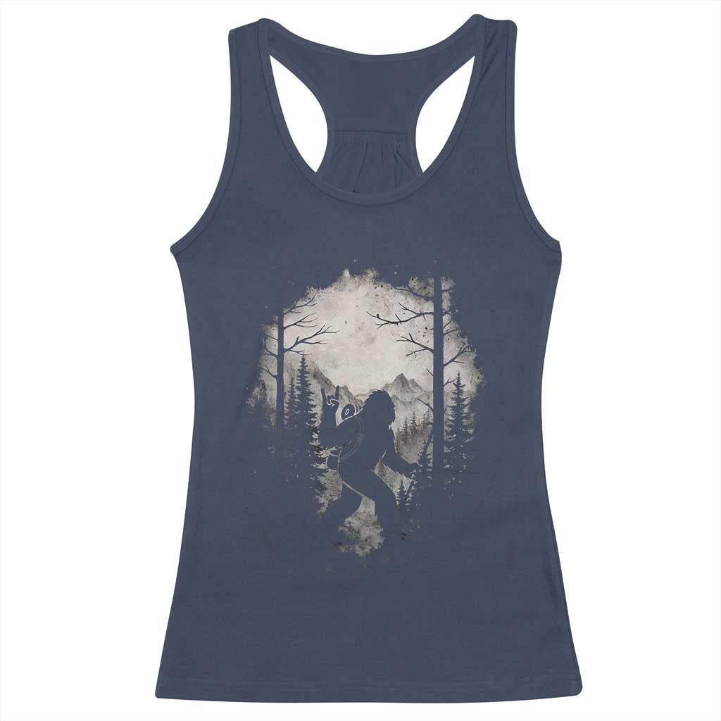Funny Bigfoot Hiking Night Stroll Mountain Forest Racerback Tank Top TS11 Navy Print Your Wear