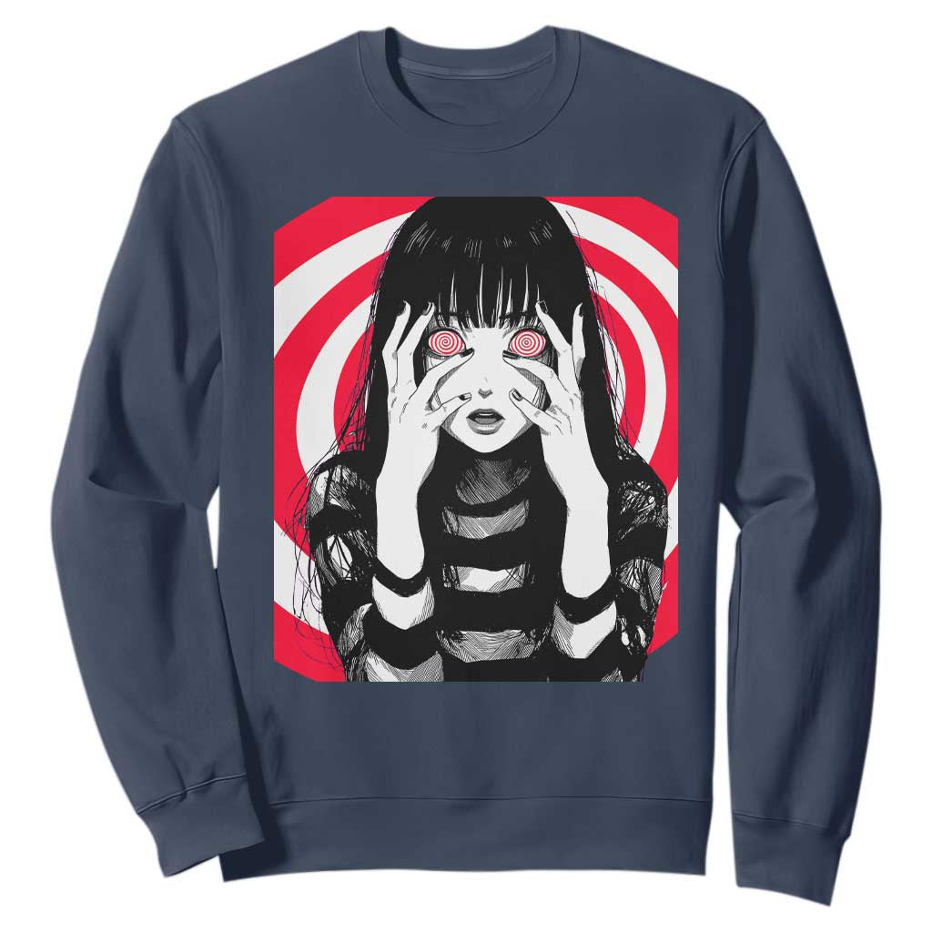 Horror Anime Manga Creepy Goth Japanese Girl Sweatshirt TS11 Navy Print Your Wear