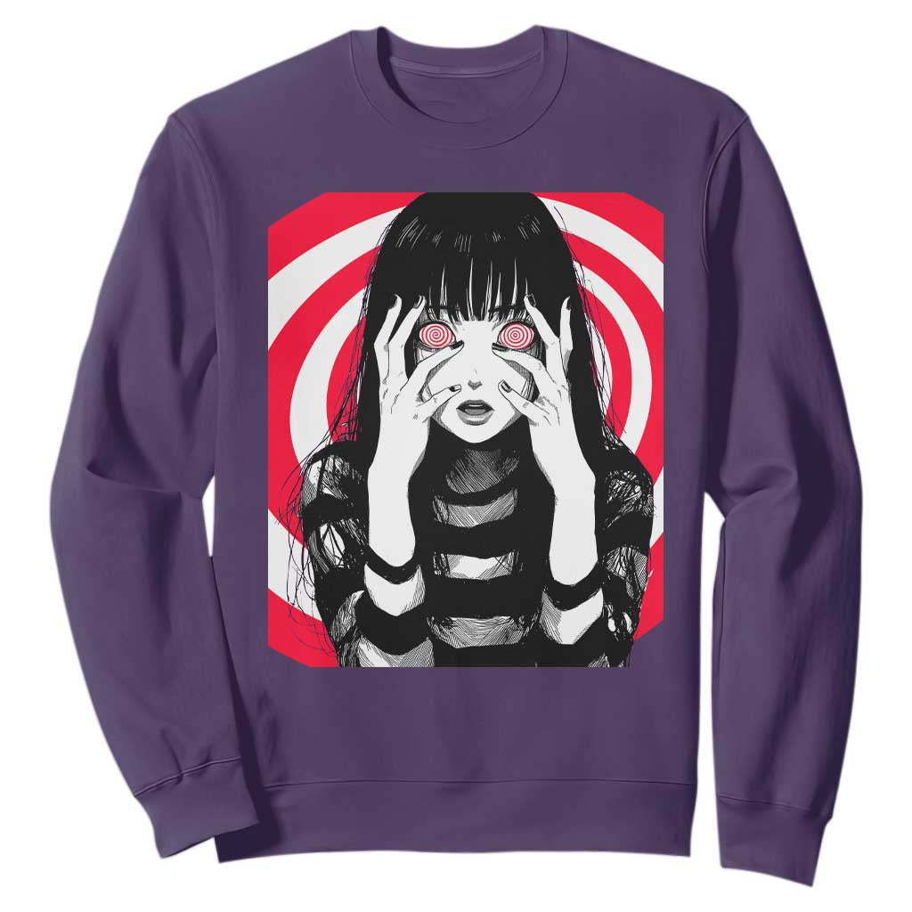 Horror Anime Manga Creepy Goth Japanese Girl Sweatshirt TS11 Purple Print Your Wear