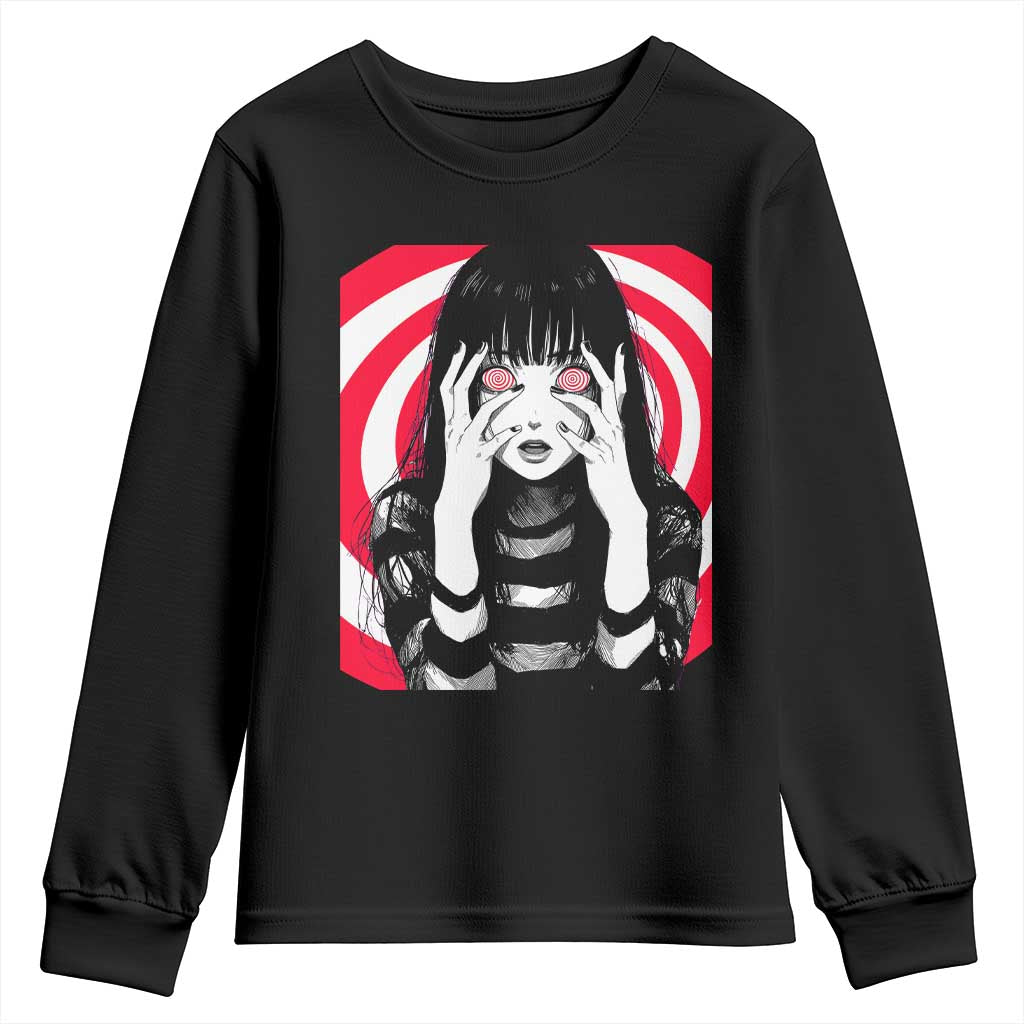 Horror Anime Manga Creepy Goth Japanese Girl Youth Sweatshirt TS11 Black Print Your Wear