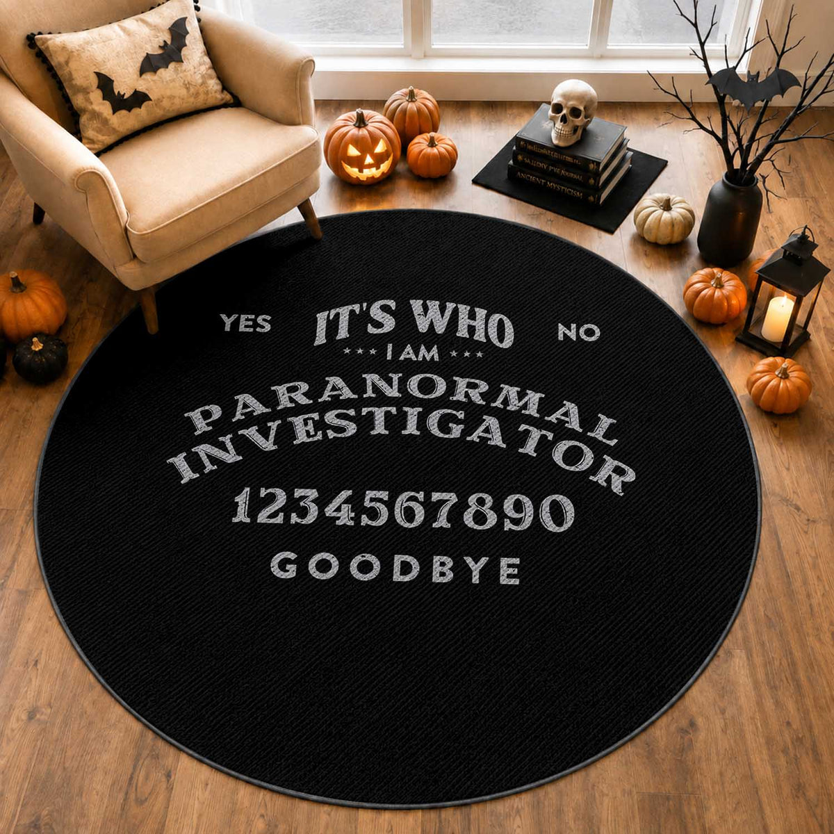 Ouija Board Spirit Board Round Rug Its Who I Am Occult Gothic Halloween Pagan
