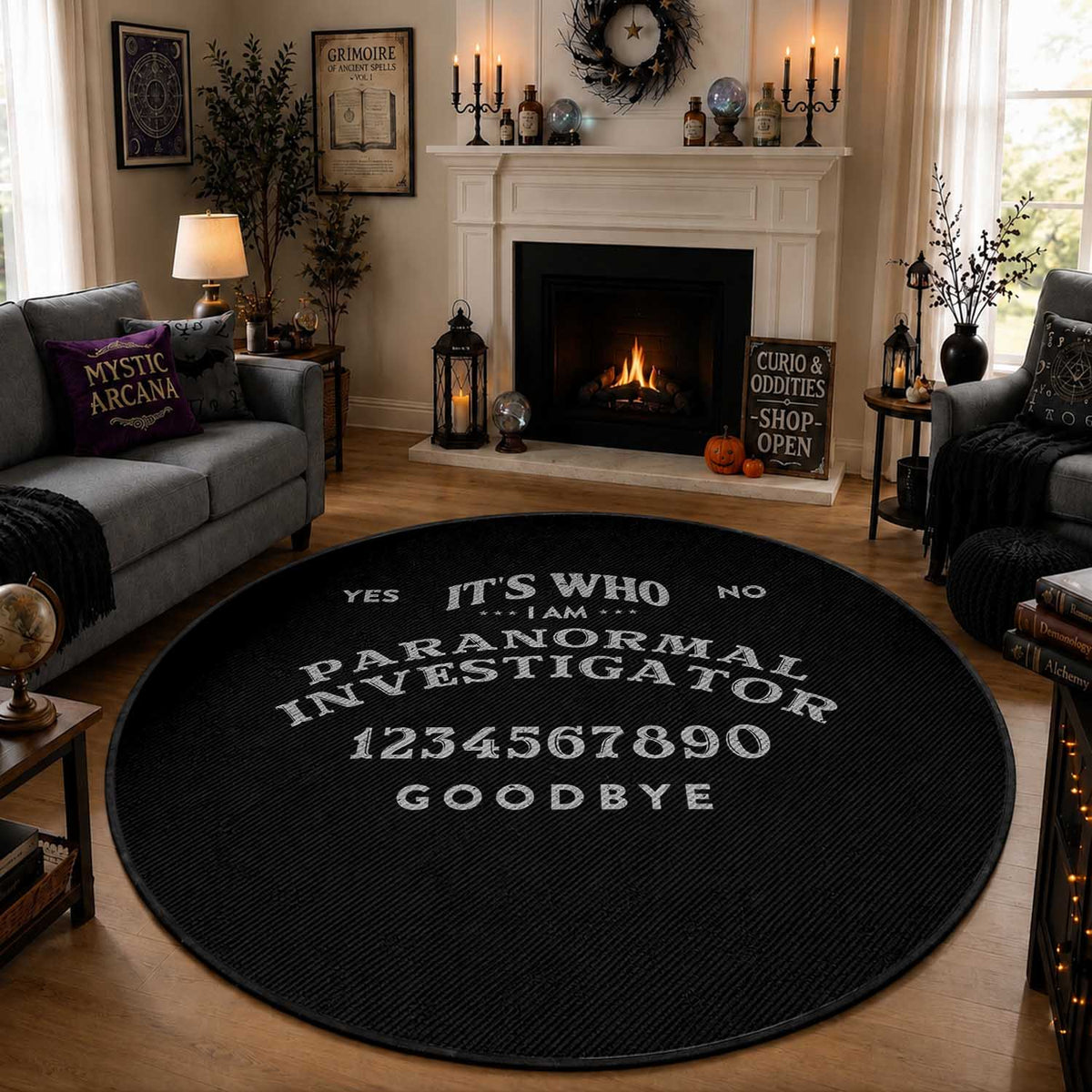 Ouija Board Spirit Board Round Rug Its Who I Am Occult Gothic Halloween Pagan