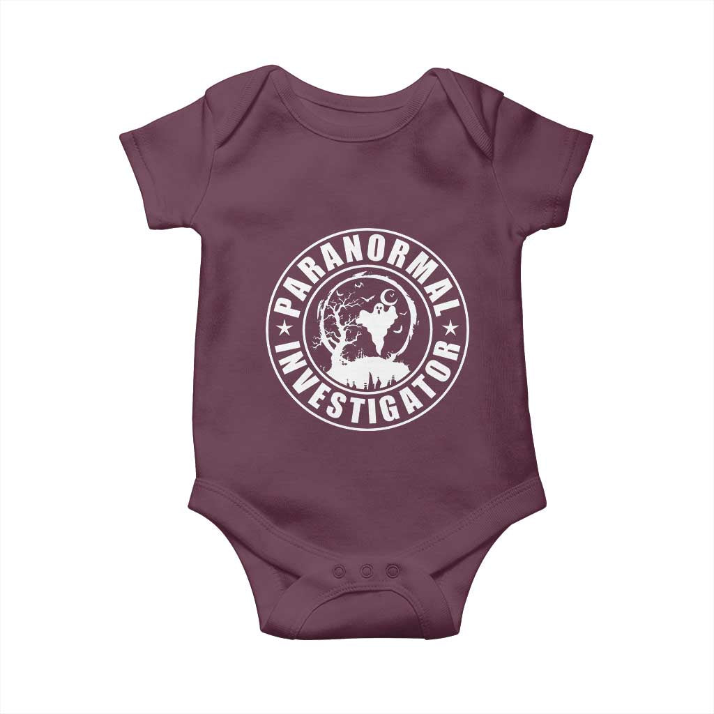 Paranormal Investigator Ghost Hunting Baby Onesie EVP Halloween TS11 Maroon Print Your Wear