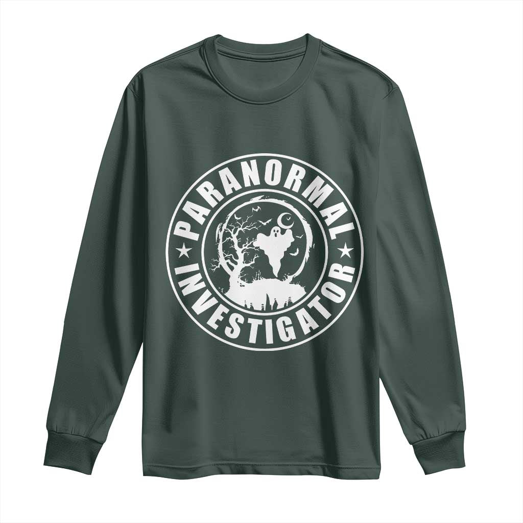 Paranormal Investigator Ghost Hunting Long Sleeve Shirt EVP Halloween TS11 Dark Forest Green Print Your Wear