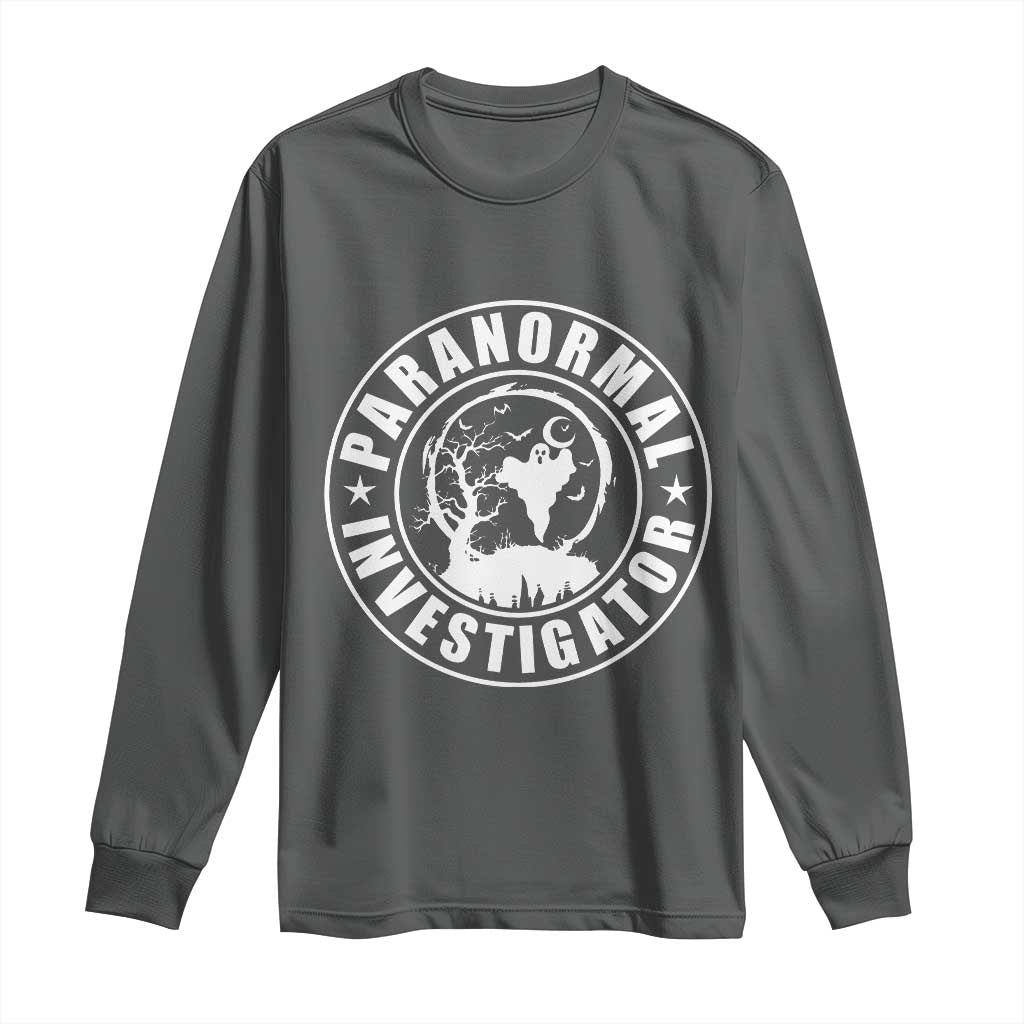 Paranormal Investigator Ghost Hunting Long Sleeve Shirt EVP Halloween TS11 Dark Heather Print Your Wear