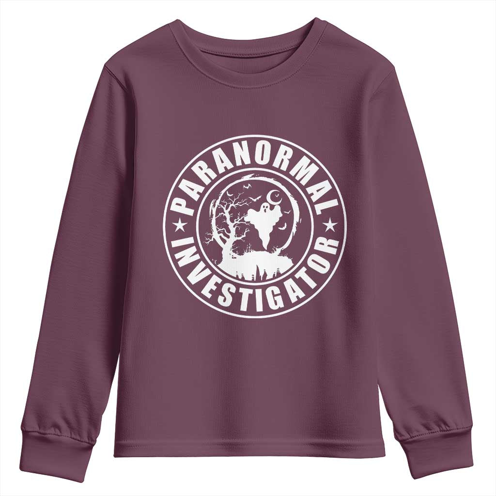 Paranormal Investigator Ghost Hunting Youth Sweatshirt EVP Halloween TS11 Maroon Print Your Wear