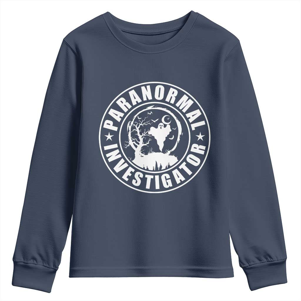 Paranormal Investigator Ghost Hunting Youth Sweatshirt EVP Halloween TS11 Navy Print Your Wear