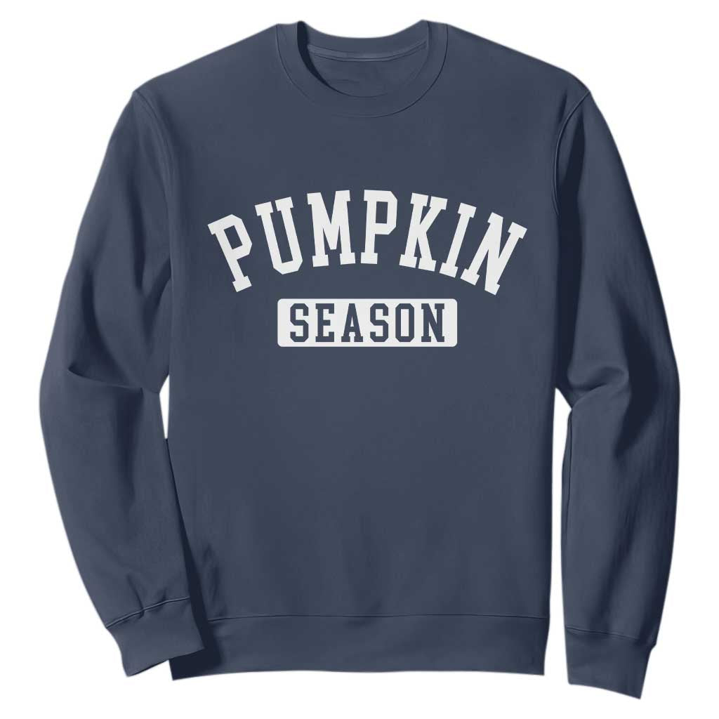 Pumpkin Season Sweatshirt Fall Harvest Season Thanksgiving TS11 Navy Print Your Wear