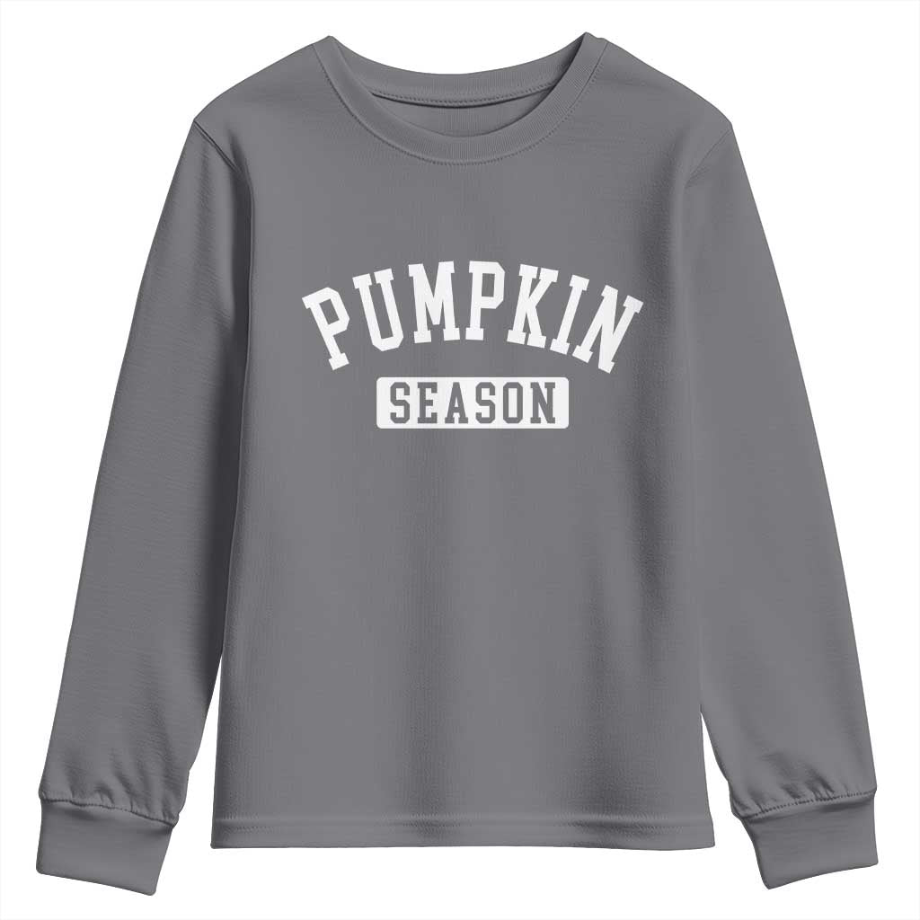 Pumpkin Season Youth Sweatshirt Fall Harvest Season Thanksgiving TS11 Charcoal Print Your Wear