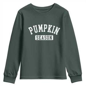 Pumpkin Season Youth Sweatshirt Fall Harvest Season Thanksgiving TS11 Dark Forest Green Print Your Wear
