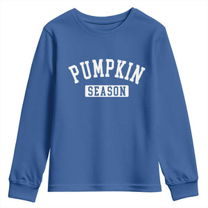 Pumpkin Season Youth Sweatshirt Fall Harvest Season Thanksgiving TS11 Royal Blue Print Your Wear
