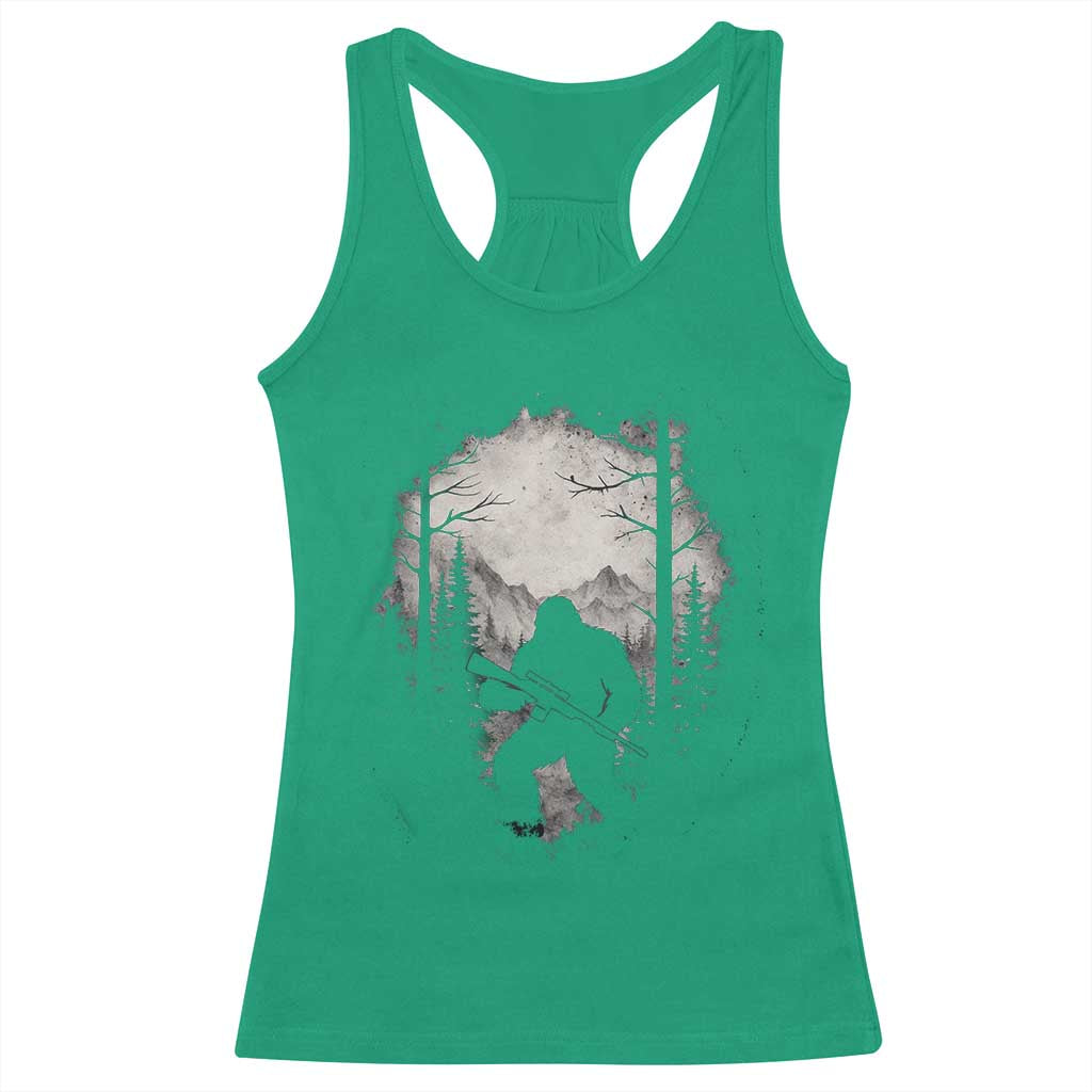 Funny Bigfoot Hunting Racerback Tank Top Sasquatch Wildlife Hunter Forest TS11 Irish Green Print Your Wear