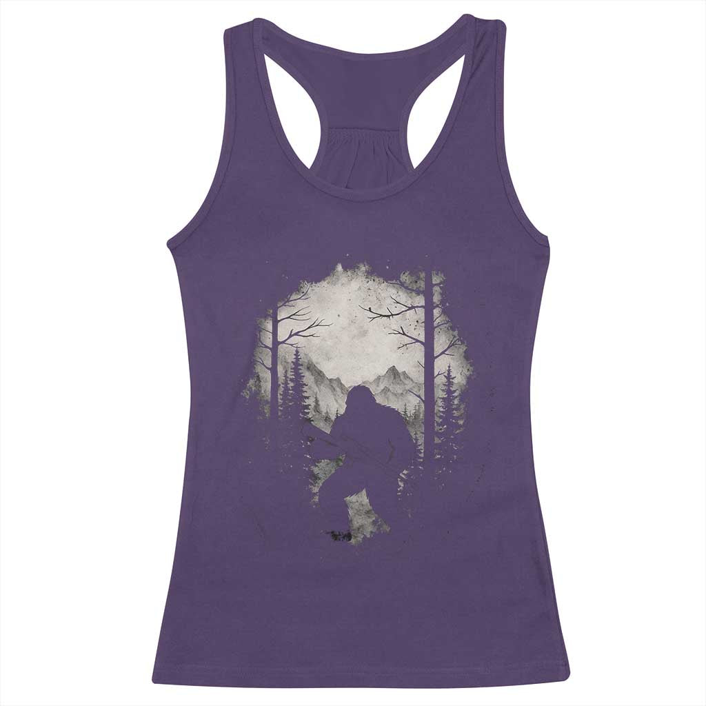 Funny Bigfoot Hunting Racerback Tank Top Sasquatch Wildlife Hunter Forest TS11 Purple Print Your Wear
