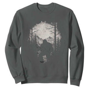Funny Bigfoot Hunting Sweatshirt Sasquatch Wildlife Hunter Forest TS11 Dark Heather Print Your Wear