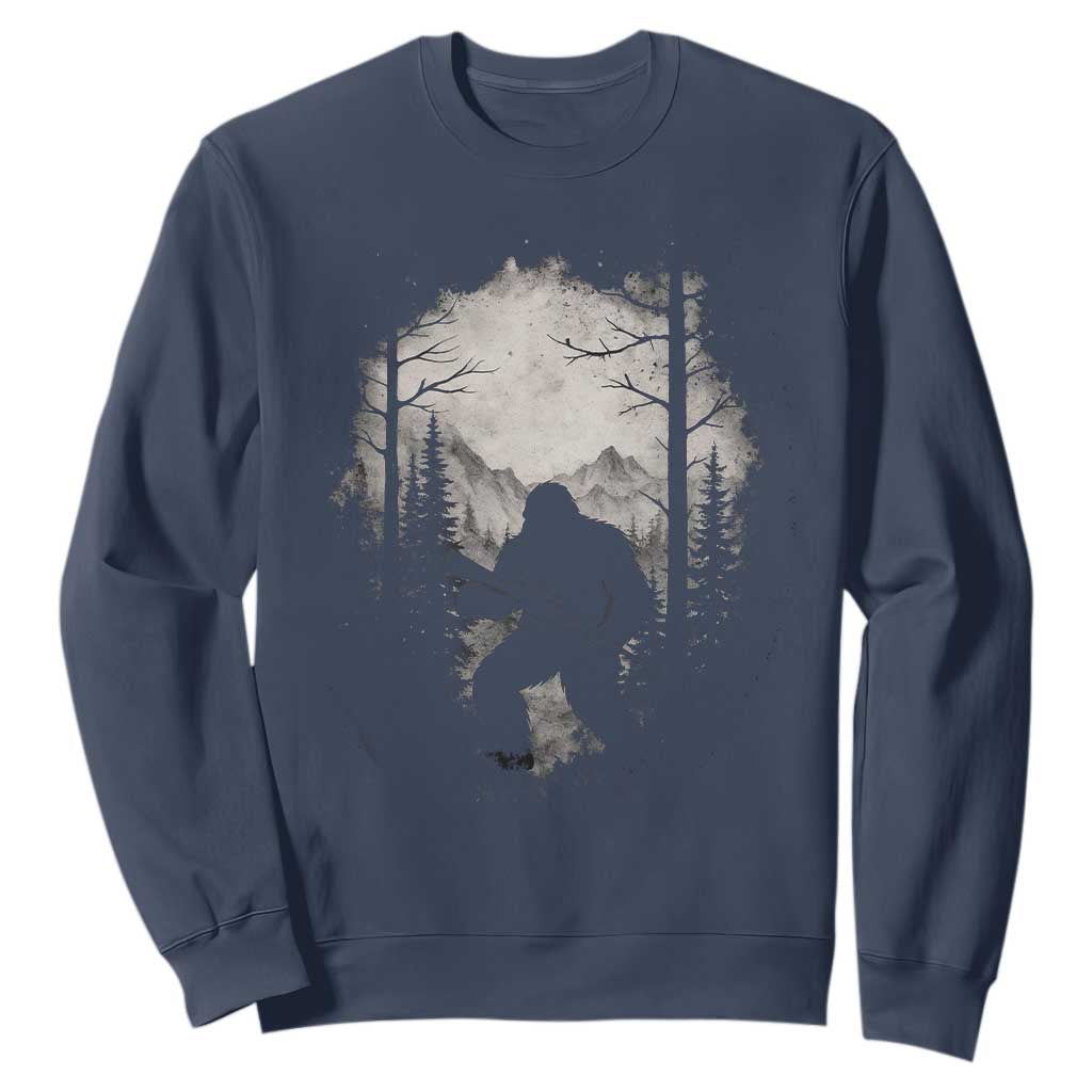 Funny Bigfoot Hunting Sweatshirt Sasquatch Wildlife Hunter Forest TS11 Navy Print Your Wear