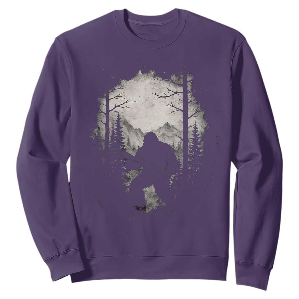 Funny Bigfoot Hunting Sweatshirt Sasquatch Wildlife Hunter Forest TS11 Purple Print Your Wear